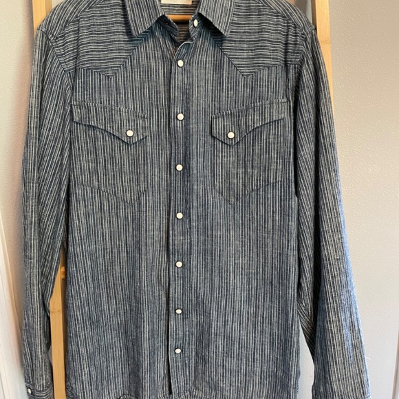 Taylor Stitch Western Shirt in Striped Hemp Chambray - Size 40 - Picture 2 of 8